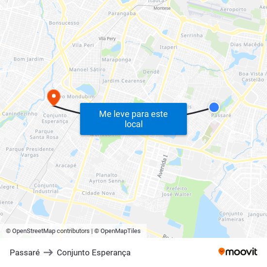 Passaré to Conjunto Esperança map