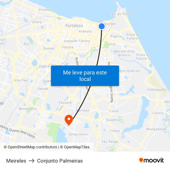 Meireles to Conjunto Palmeiras map