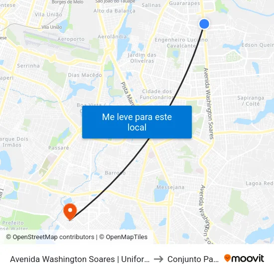 Avenida Washington Soares | Unifor - Edson Queiroz to Conjunto Palmeiras map