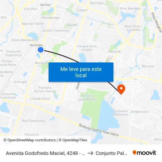 Avenida Godofredo Maciel, 4248 - Mondubim to Conjunto Palmeiras map