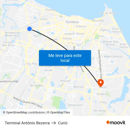 Terminal Antônio Bezerra to Curió map