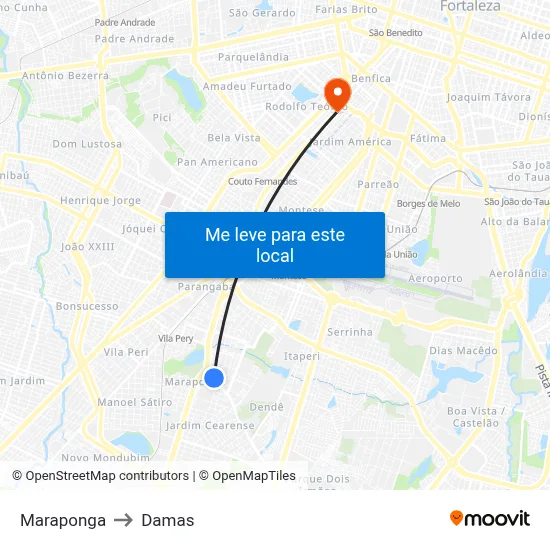 Maraponga to Damas map