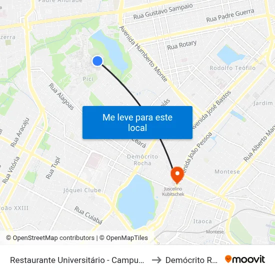 Restaurante Universitário - Campus Do Pici to Demócrito Rocha map