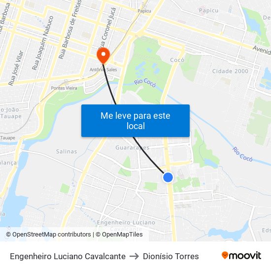 Engenheiro Luciano Cavalcante to Dionísio Torres map