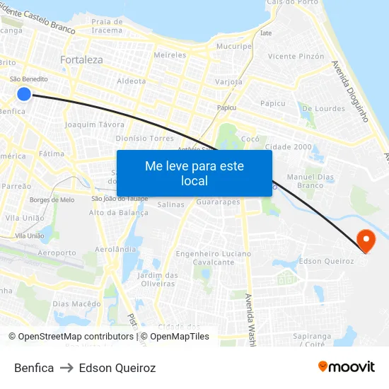 Benfica to Edson Queiroz map