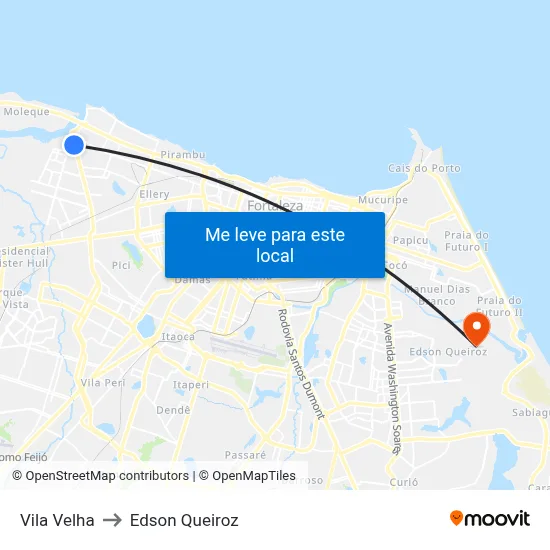 Vila Velha to Edson Queiroz map