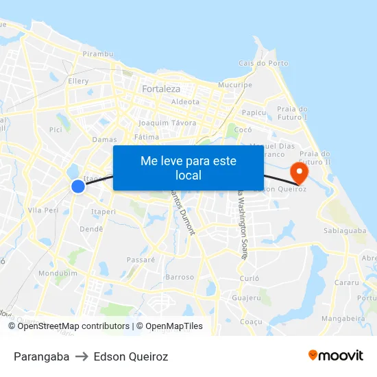 Parangaba to Edson Queiroz map
