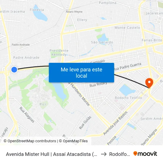 Avenida Mister Hull | Assaí Atacadista (Seletivo) - Padre Andrade to Rodolfo Teófilo map