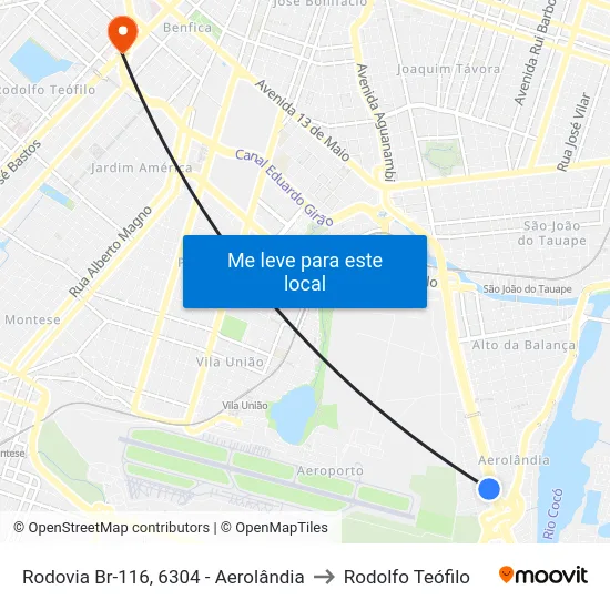 Rodovia Br-116, 6304 - Aerolândia to Rodolfo Teófilo map