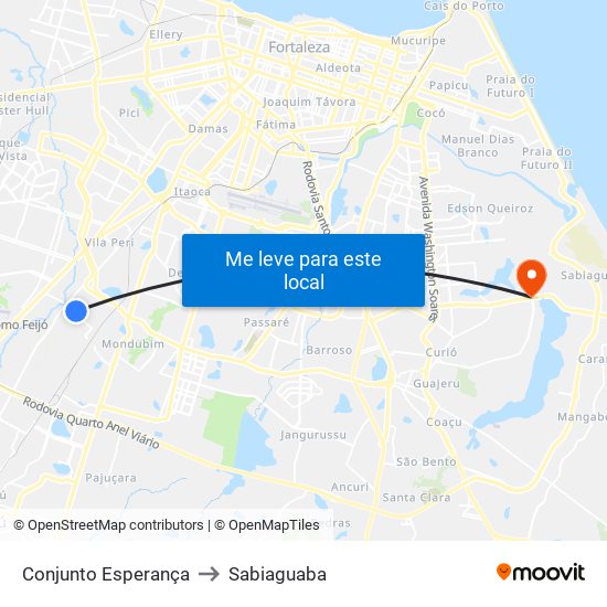 Conjunto Esperança to Sabiaguaba map