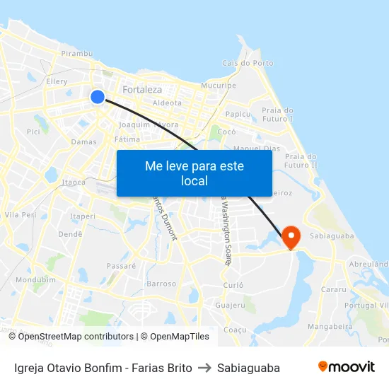 Igreja Otavio Bonfim - Farias Brito to Sabiaguaba map