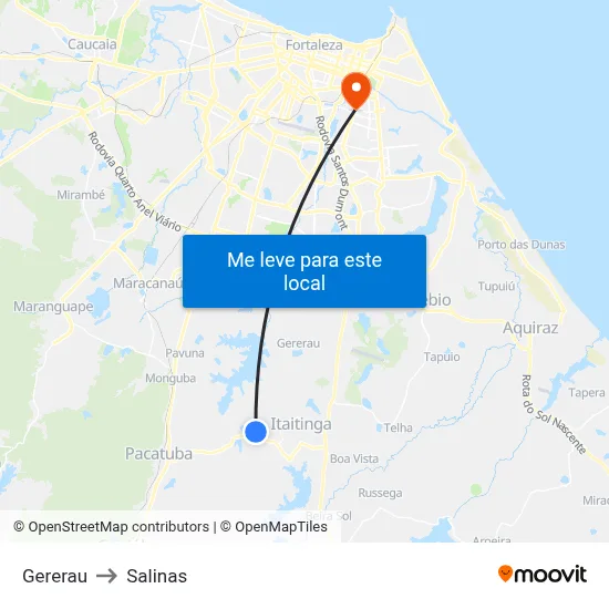 Gererau to Salinas map