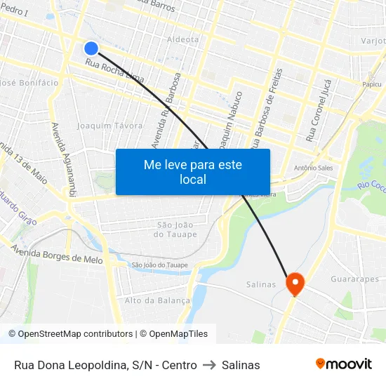 Rua Dona Leopoldina, S/N - Centro to Salinas map