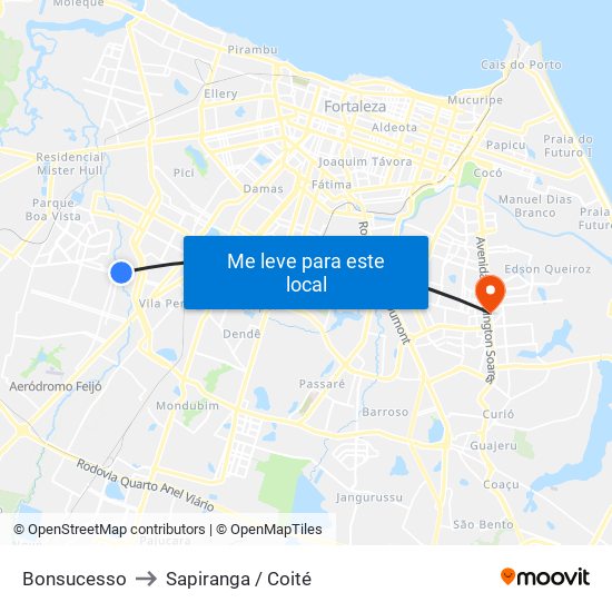 Bonsucesso to Sapiranga / Coité map