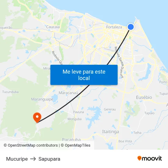 Mucuripe to Sapupara map