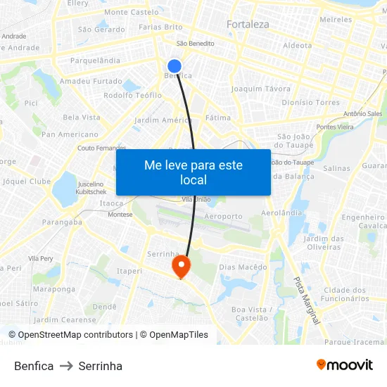 Benfica to Serrinha map