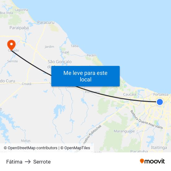 Fátima to Serrote map