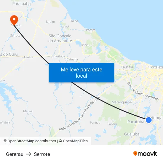 Gererau to Serrote map