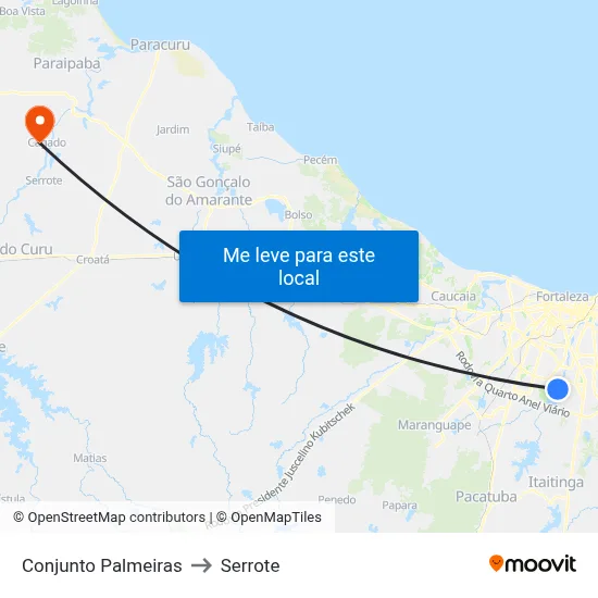 Conjunto Palmeiras to Serrote map