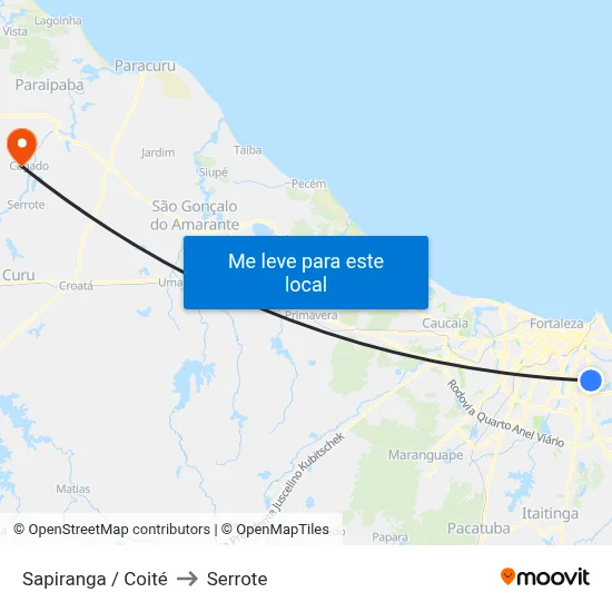 Sapiranga / Coité to Serrote map