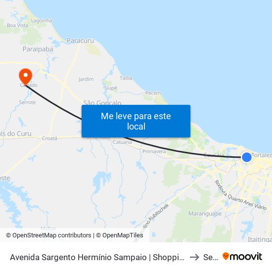 Avenida Sargento Hermínio Sampaio | Shopping Riomar Kennedy - Presidente Kennedy to Serrote map