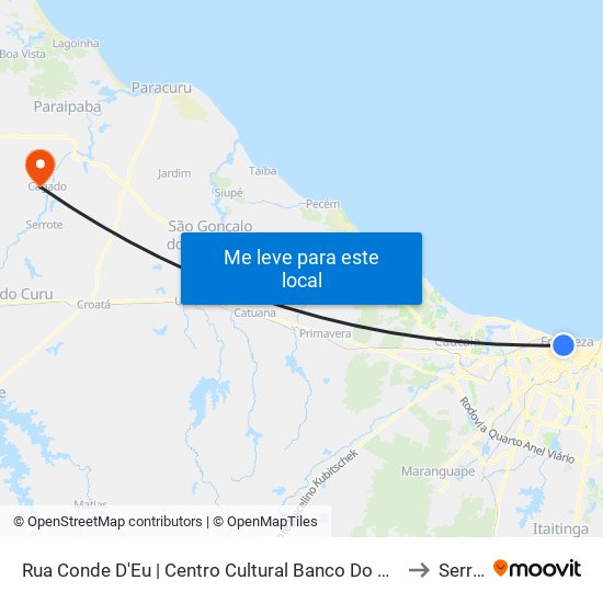 Rua Conde D'Eu | Centro Cultural Banco Do Nordeste - Centro to Serrote map