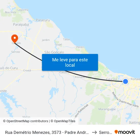 Rua Demétrio Menezes, 3573 - Padre Andrade to Serrote map
