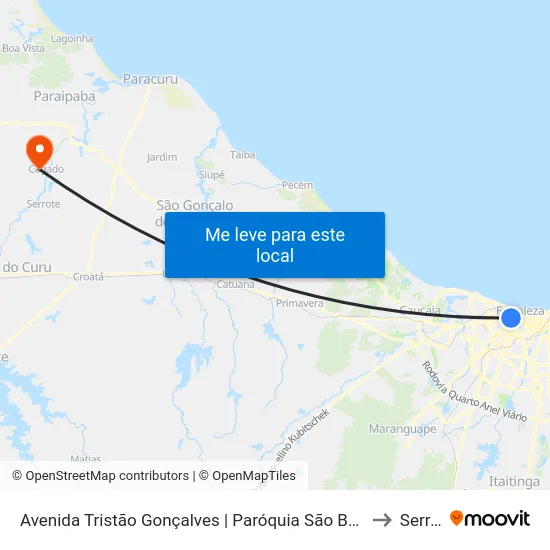 Avenida Tristão Gonçalves | Paróquia São Benedito - Centro to Serrote map