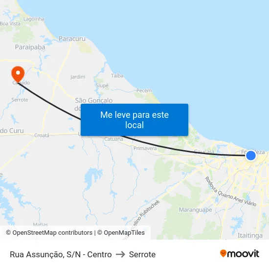 Rua Assunção, S/N - Centro to Serrote map