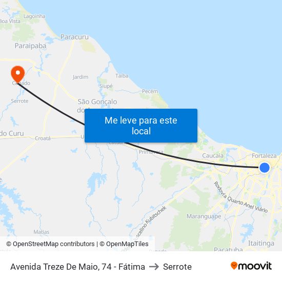 Avenida Treze De Maio, 74 - Fátima to Serrote map