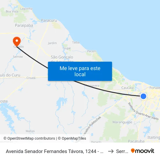 Avenida Senador Fernandes Távora, 1244 - Henrique Jorge to Serrote map