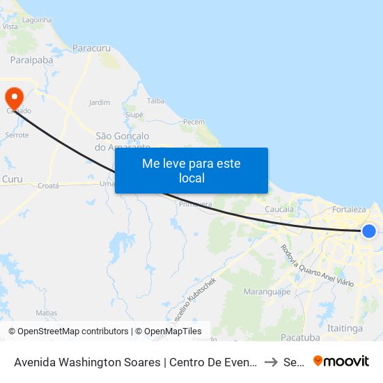 Avenida Washington Soares | Centro De Eventos Do Ceará - Edson Queiroz to Serrote map