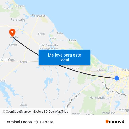 Terminal Lagoa to Serrote map