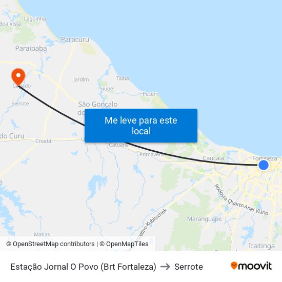 Estação Jornal O Povo (Brt Fortaleza) to Serrote map