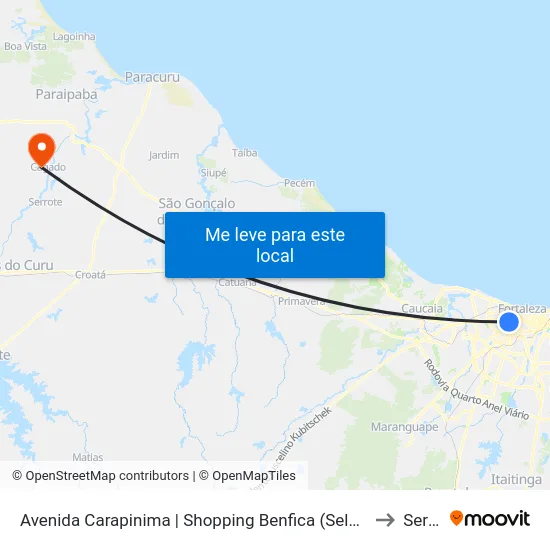 Avenida Carapinima | Shopping Benfica (Seletivo Etufor) - Benfica to Serrote map