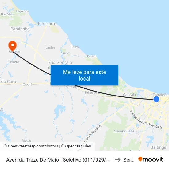 Avenida Treze De Maio | Seletivo (011/029/030/389) - Benfica to Serrote map