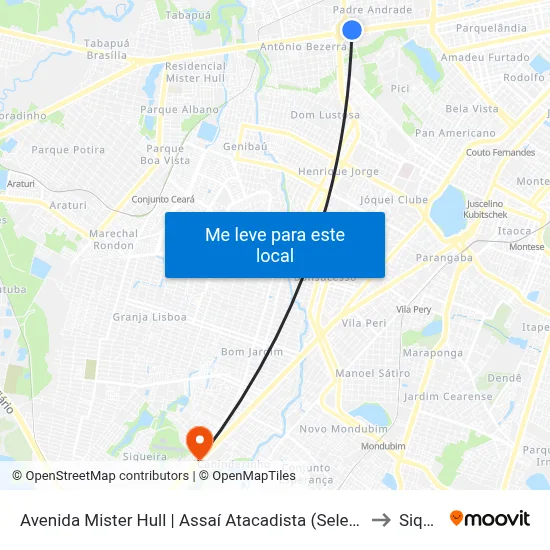 Avenida Mister Hull | Assaí Atacadista (Seletivo) - Padre Andrade to Siqueira map