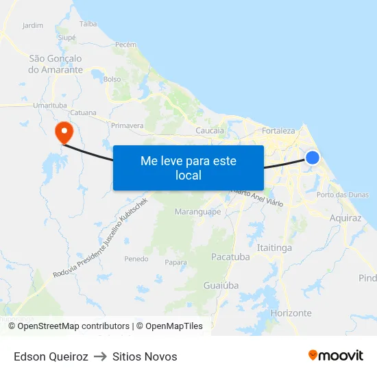 Edson Queiroz to Sitios Novos map