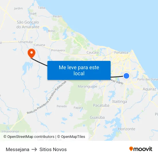 Messejana to Sitios Novos map