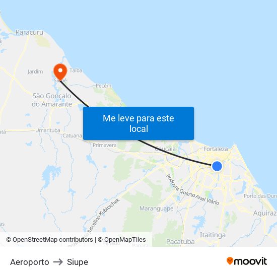 Aeroporto to Siupe map