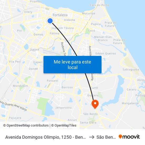 Avenida Domingos Olímpio, 1250 - Benfica to São Bento map