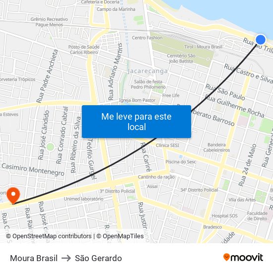 Moura Brasil to São Gerardo map