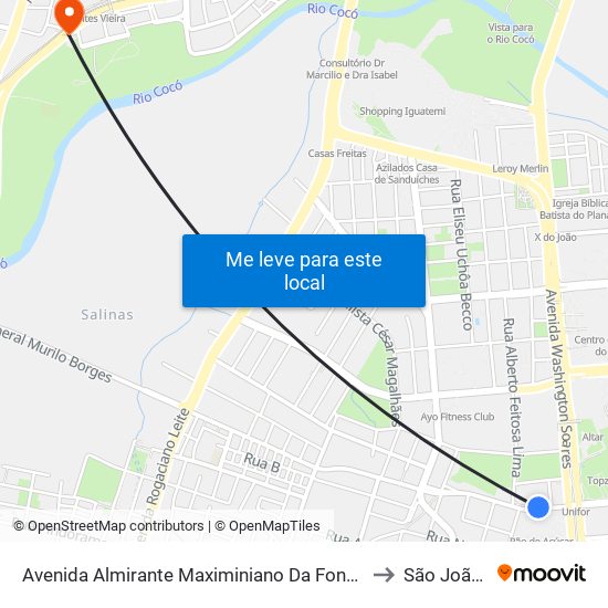 Avenida Almirante Maximiniano Da Fonseca | Uni7 - Engenheiro Luciano Cavalcante to São João Do Tauape map