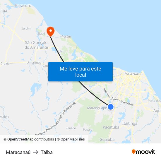 Maracanaú to Taiba map