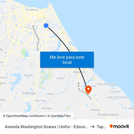 Avenida Washington Soares | Unifor - Edson Queiroz to Tapera map