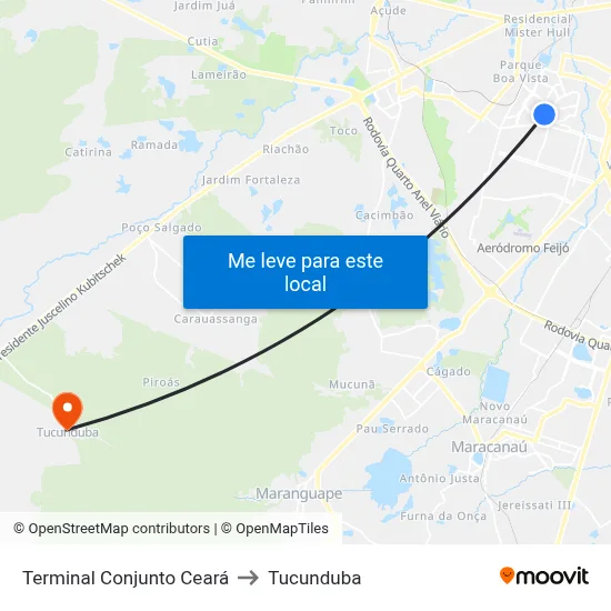Terminal Conjunto Ceará to Tucunduba map