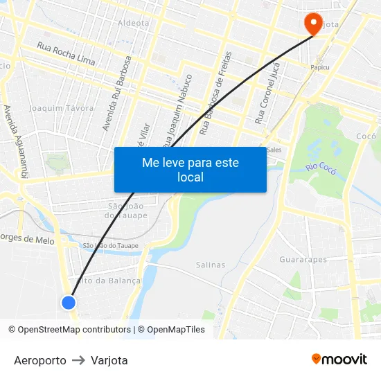 Aeroporto to Varjota map