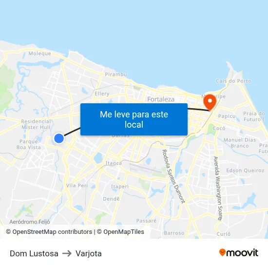 Dom Lustosa to Varjota map
