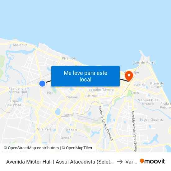 Avenida Mister Hull | Assaí Atacadista (Seletivo) - Padre Andrade to Varjota map