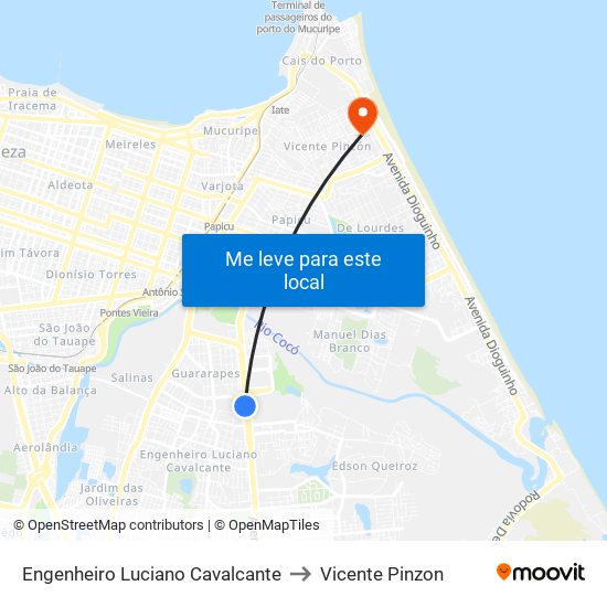 Engenheiro Luciano Cavalcante to Vicente Pinzon map